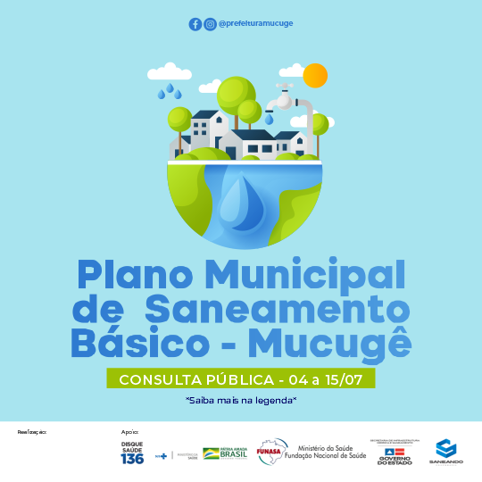Imagem da Notícia Consulta Pública - Plano Municipal de Saneamento Básico (PMSB) e do Plano Municipal de Gestão Integrada de Resíduos Sólidos (PMGIRS)